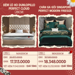 Combo 22: Đệm lò xo Dunlopillo Perfect Cloud + CGG Singapore Perfect Modern