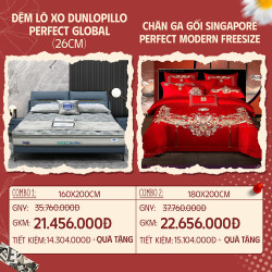 Combo 23: Đệm lò xo Dunlopillo Perfect Global + CGG Singapore Perfect Modern