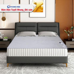 Đệm điện Hàn Quốc Kyung Hee tuyết nhung ghi xám