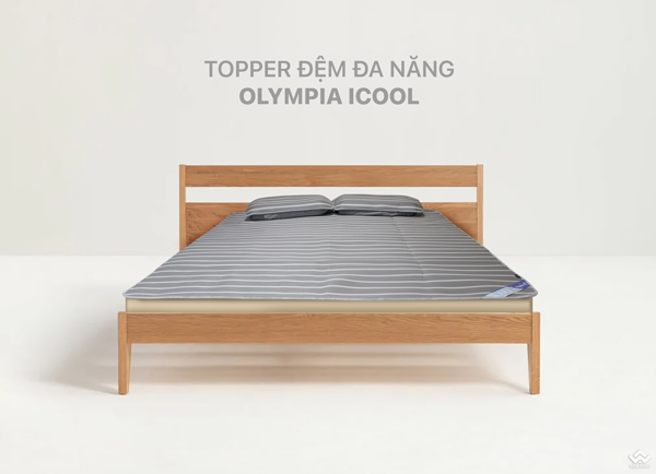 Topper đệm đa năng (Chiếu 4D thoáng khí) Olympia Icool màu xám