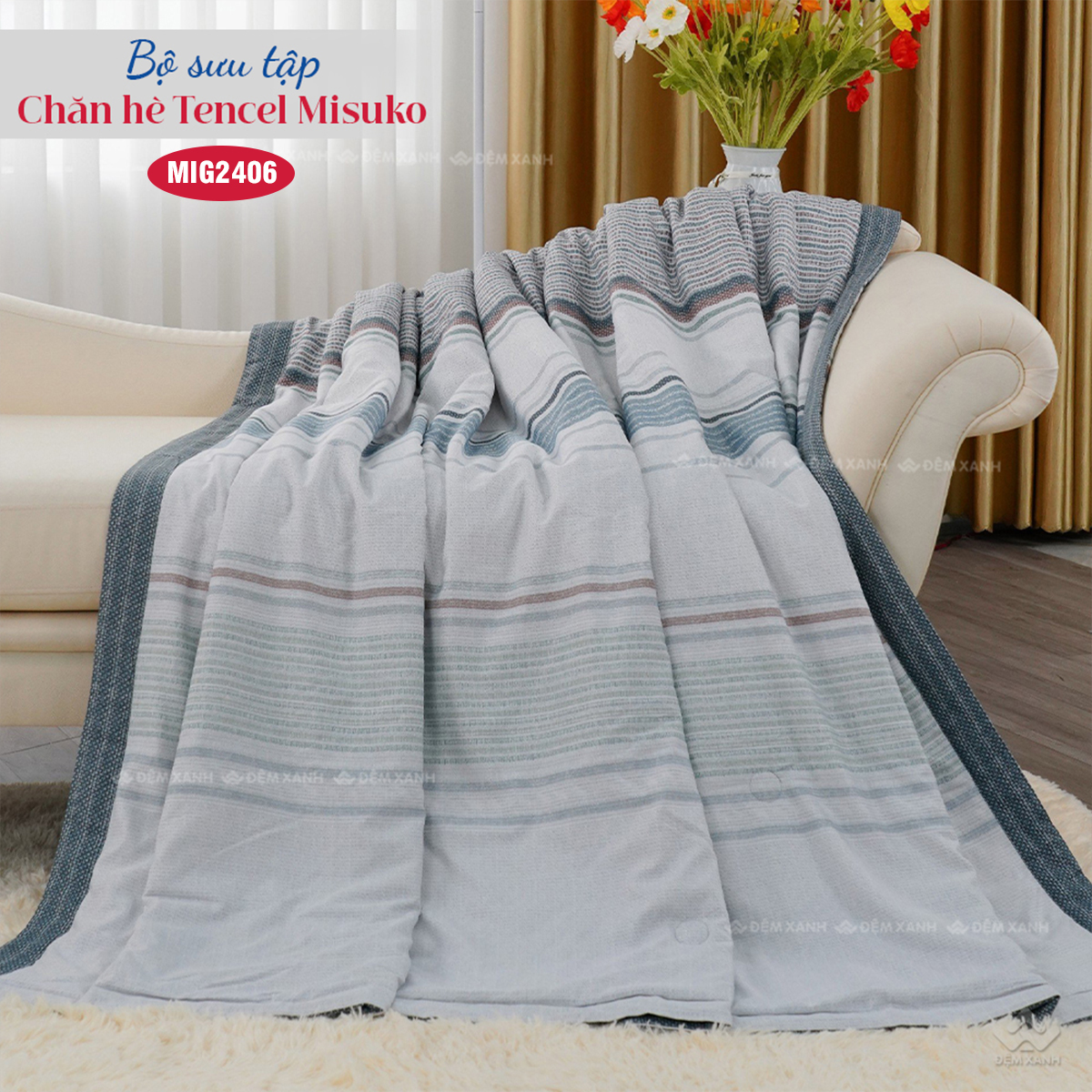 Chăn hè Nhật Bản Misuko Tencel Green MIG2406