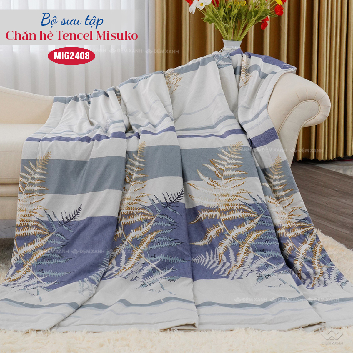 Chăn hè Nhật Bản Misuko Tencel Green MIG2408
