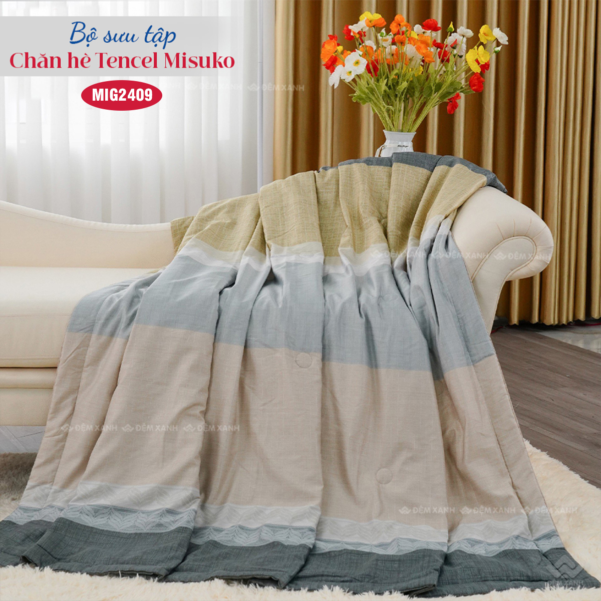 Chăn hè Nhật Bản Misuko Tencel Green MIG2409