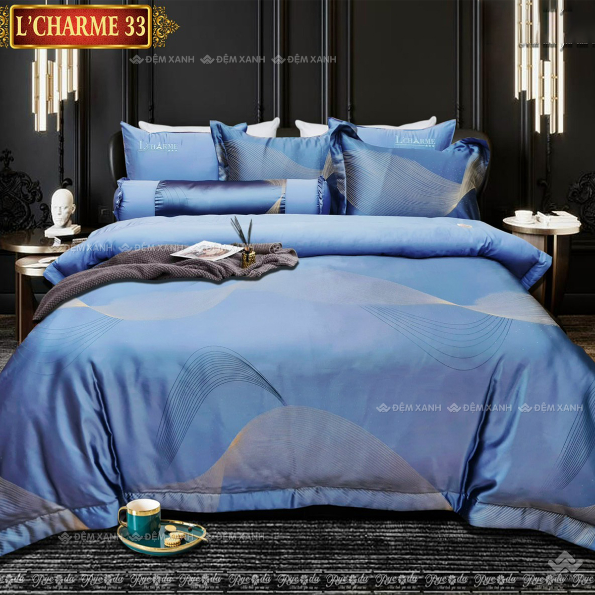 Chăn ga gối Singapore Pyeoda LCHARME gấm 7 món PL33
