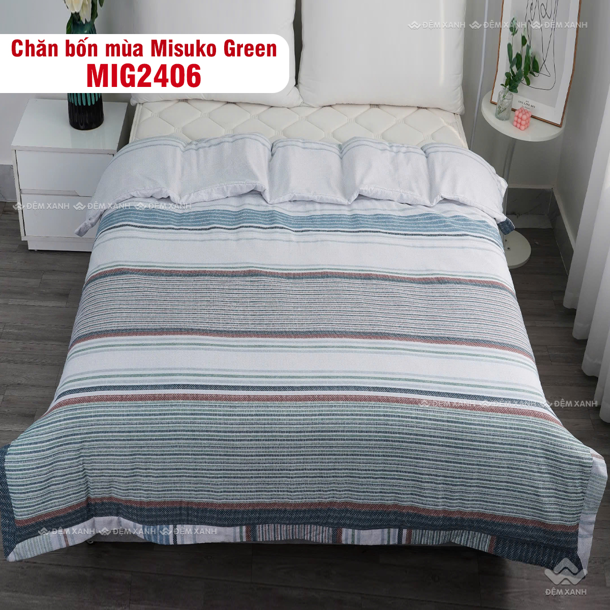 Chăn bốn mùa Nhật Bản Misuko Tencel Green MIG2406