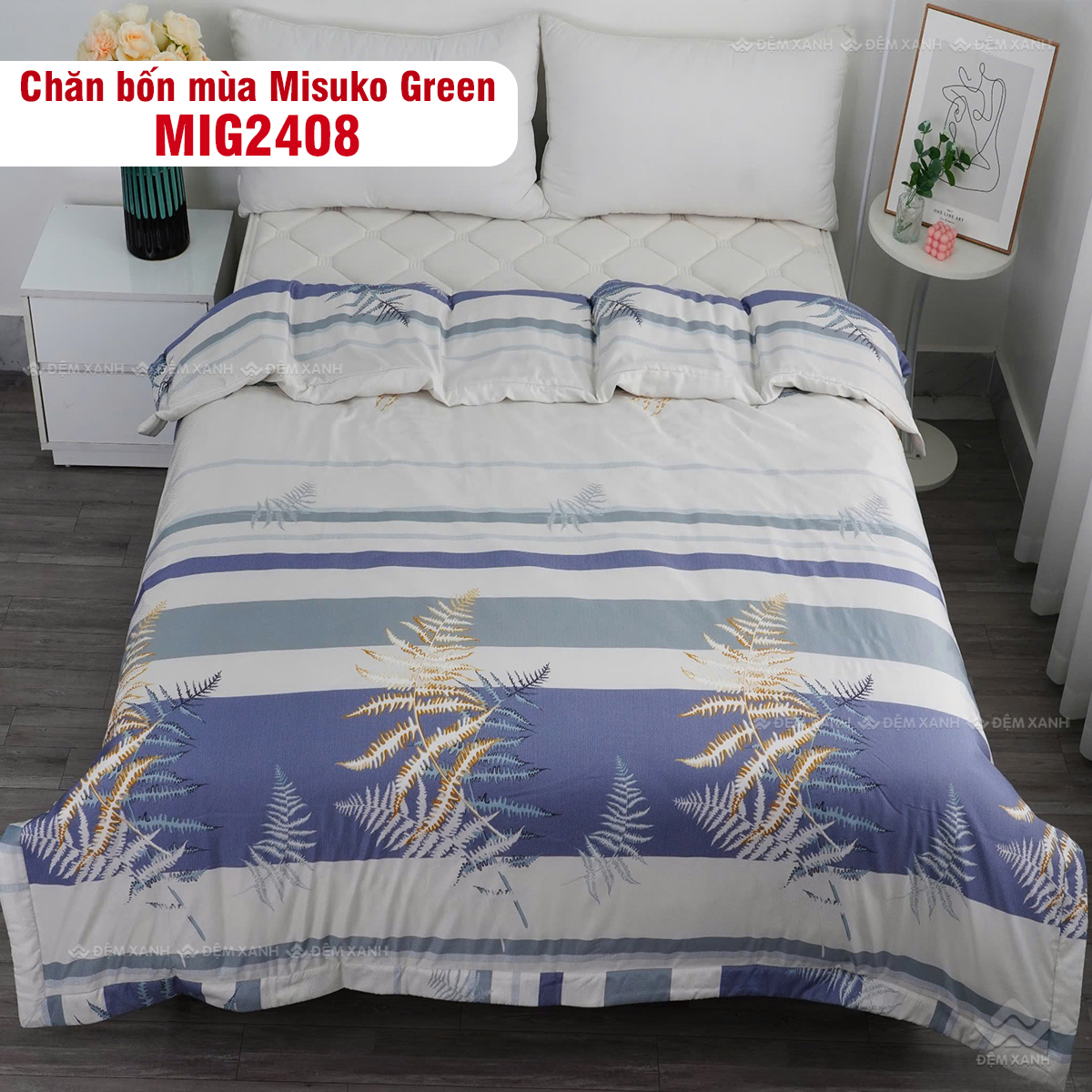 Chăn bốn mùa Nhật Bản Misuko Tencel Green MIG2408