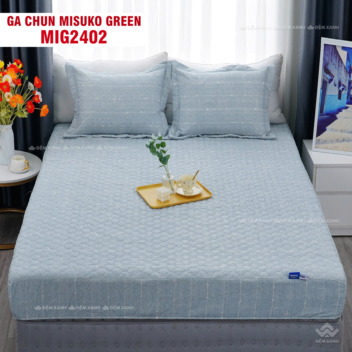 Bộ chăn ga gối Nhật Bản Misuko Green MIG2402