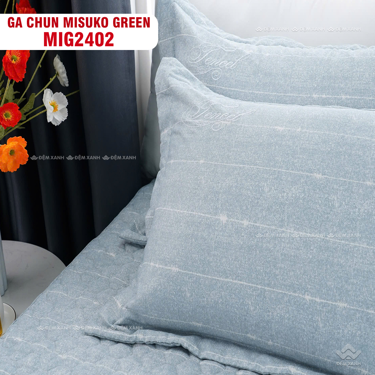 Bộ chăn ga gối Nhật Bản Misuko Green MIG2402