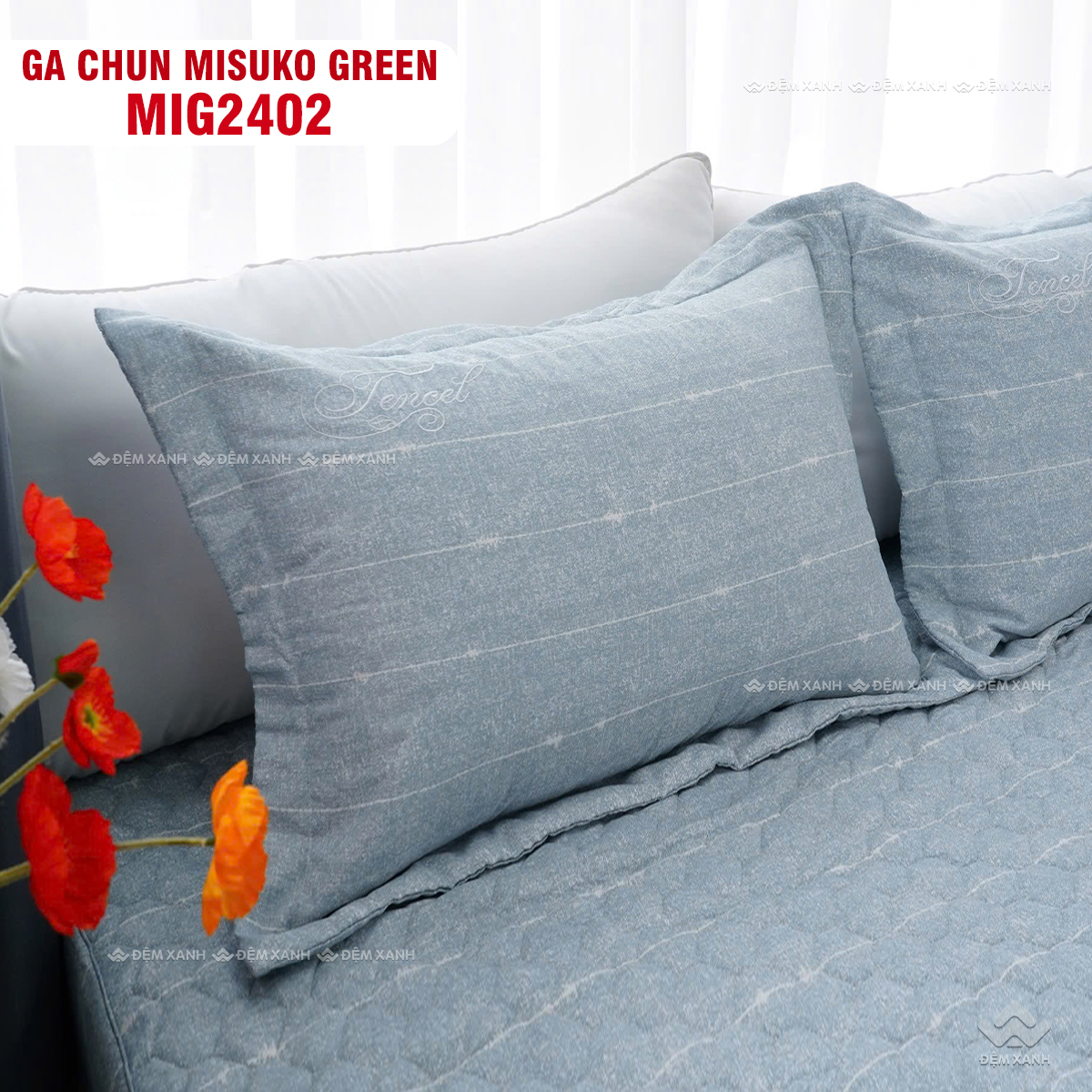 Bộ chăn ga gối Nhật Bản Misuko Green MIG2402