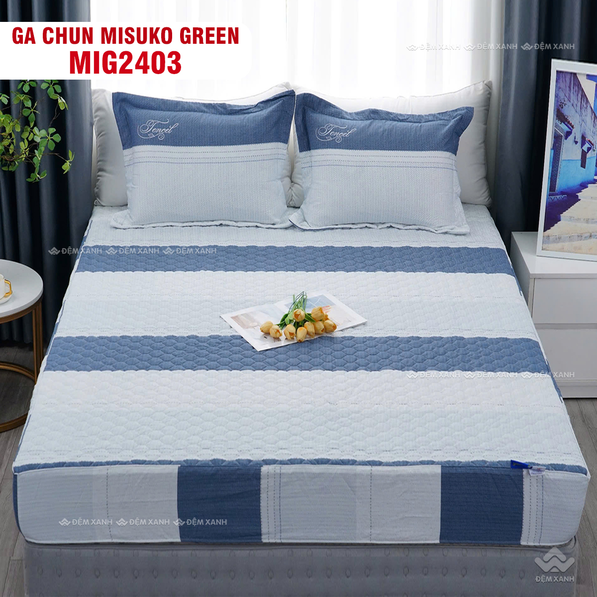 Bộ chăn ga gối Nhật Bản Misuko Green MIG2403