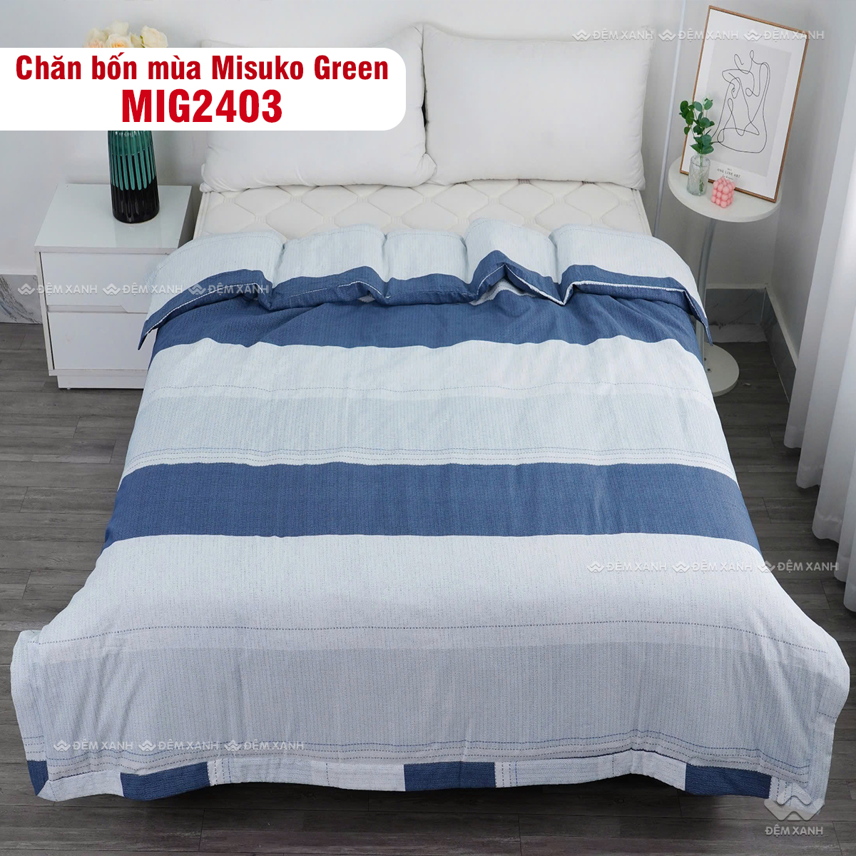 Bộ chăn ga gối Nhật Bản Misuko Green MIG2403