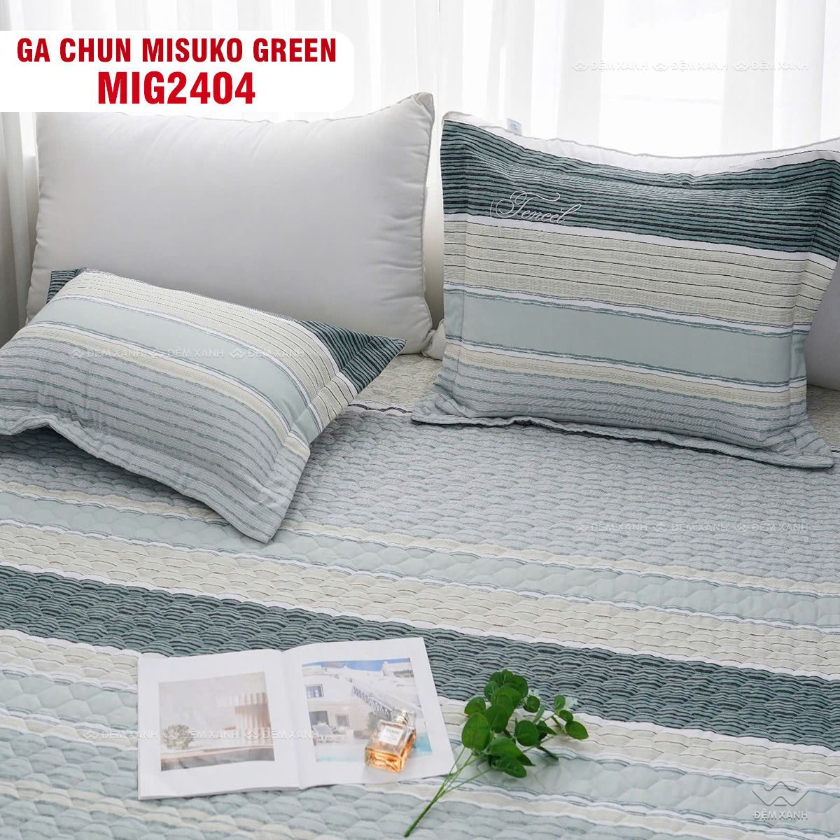 Bộ chăn ga gối Nhật Bản Misuko Green MIG2404