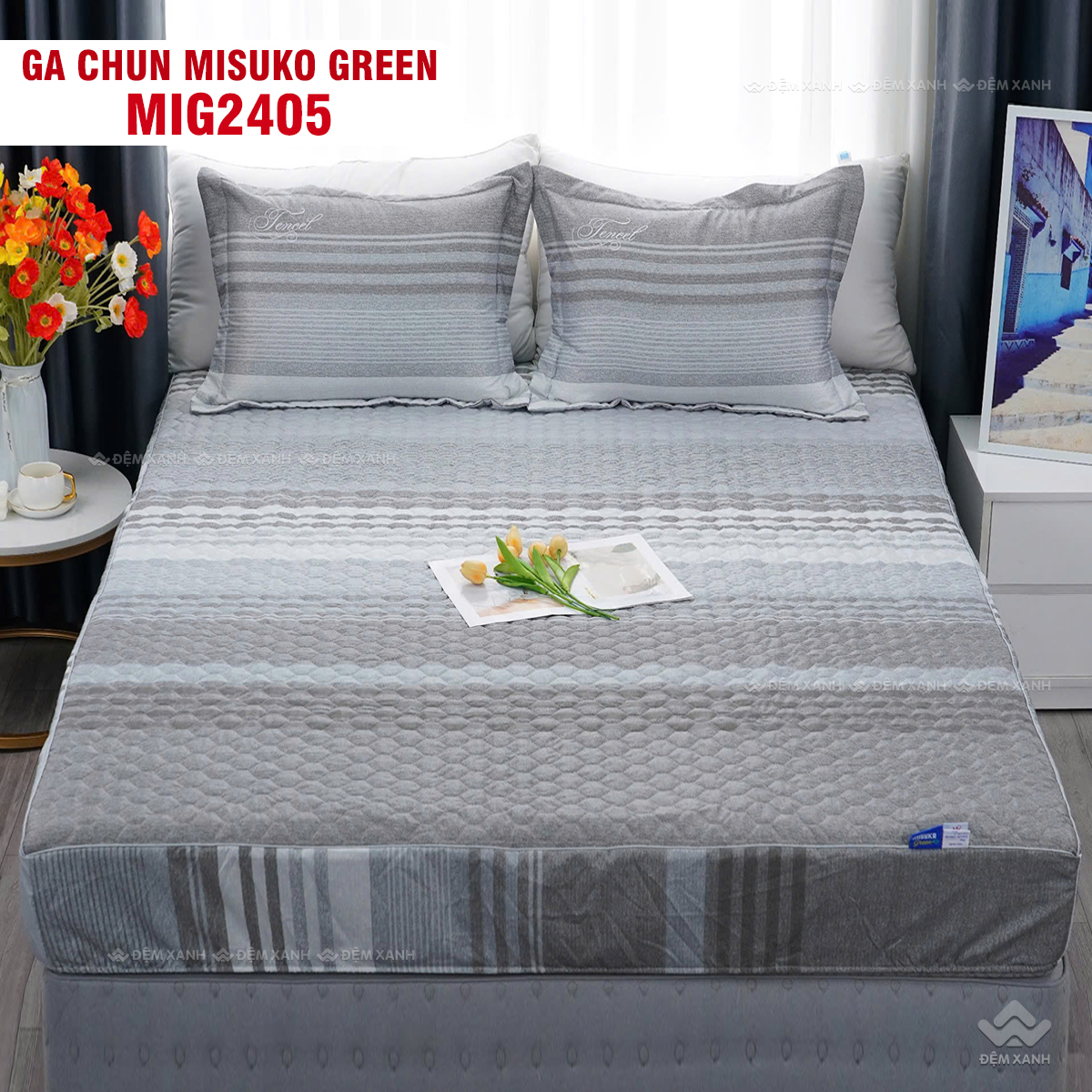Bộ chăn ga gối Nhật Bản Misuko Green MIG2405