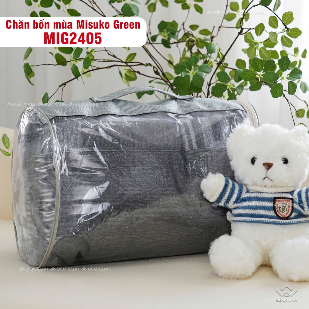 Bộ chăn ga gối Nhật Bản Misuko Green MIG2405