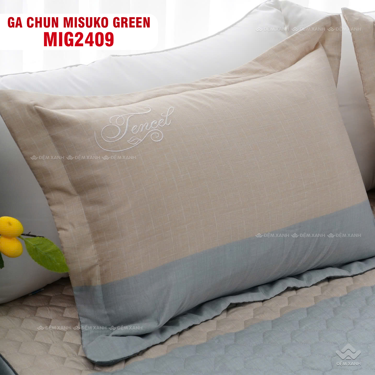 Bộ chăn ga gối Nhật Bản Misuko Green MIG2409