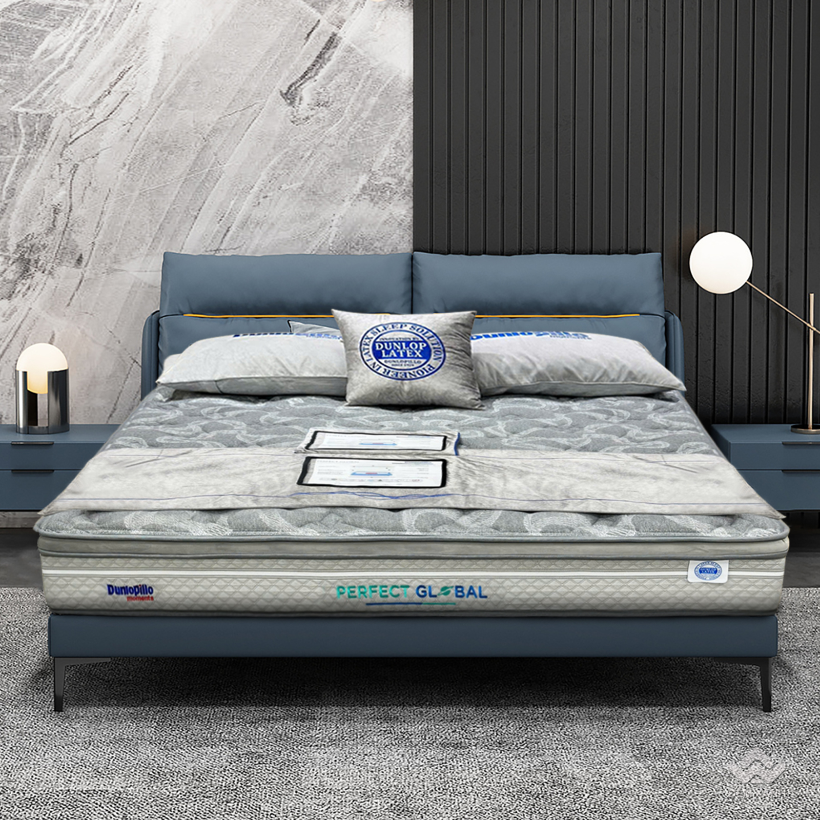 Đệm lò xo túi độc lập Dunlopillo Perfect Global 26cm 3 vùng phân lập, bề mặt cao su